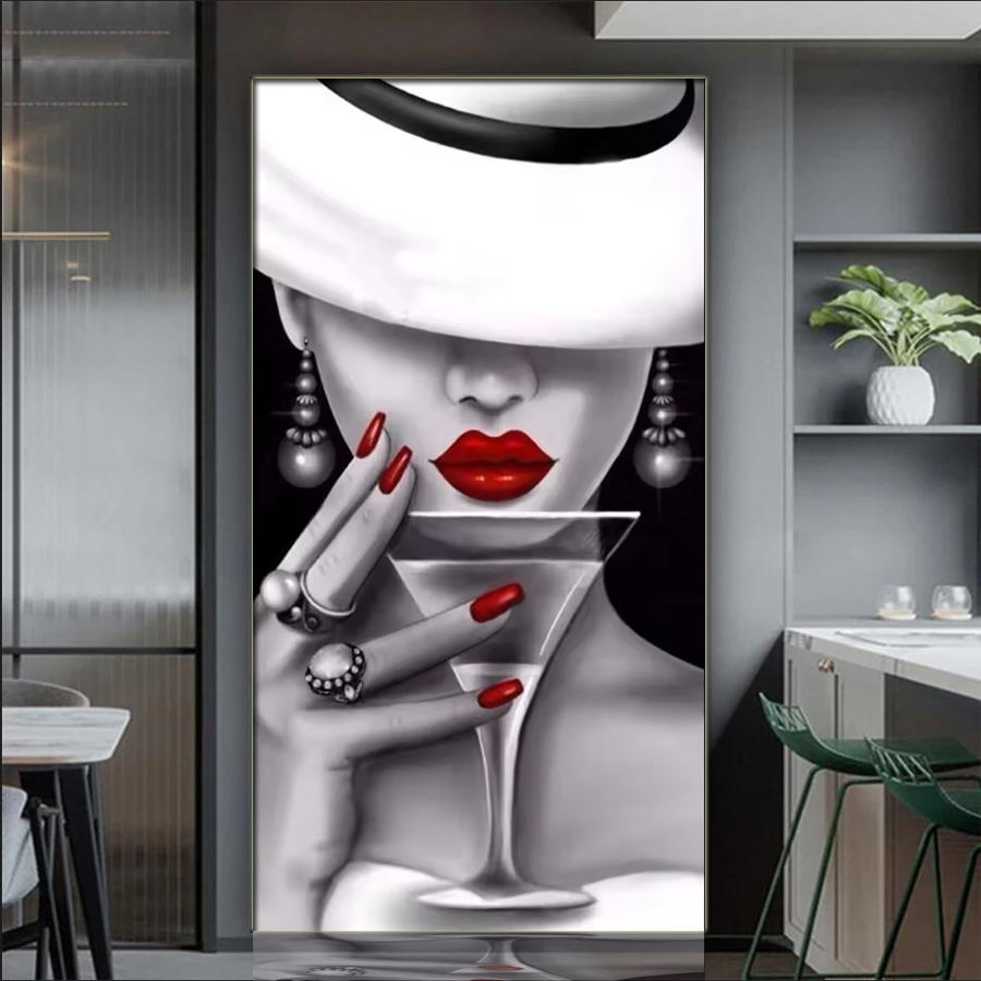 Nail Art Valentines Day - Elegant Woman Full Diamond Mosaic Kits
