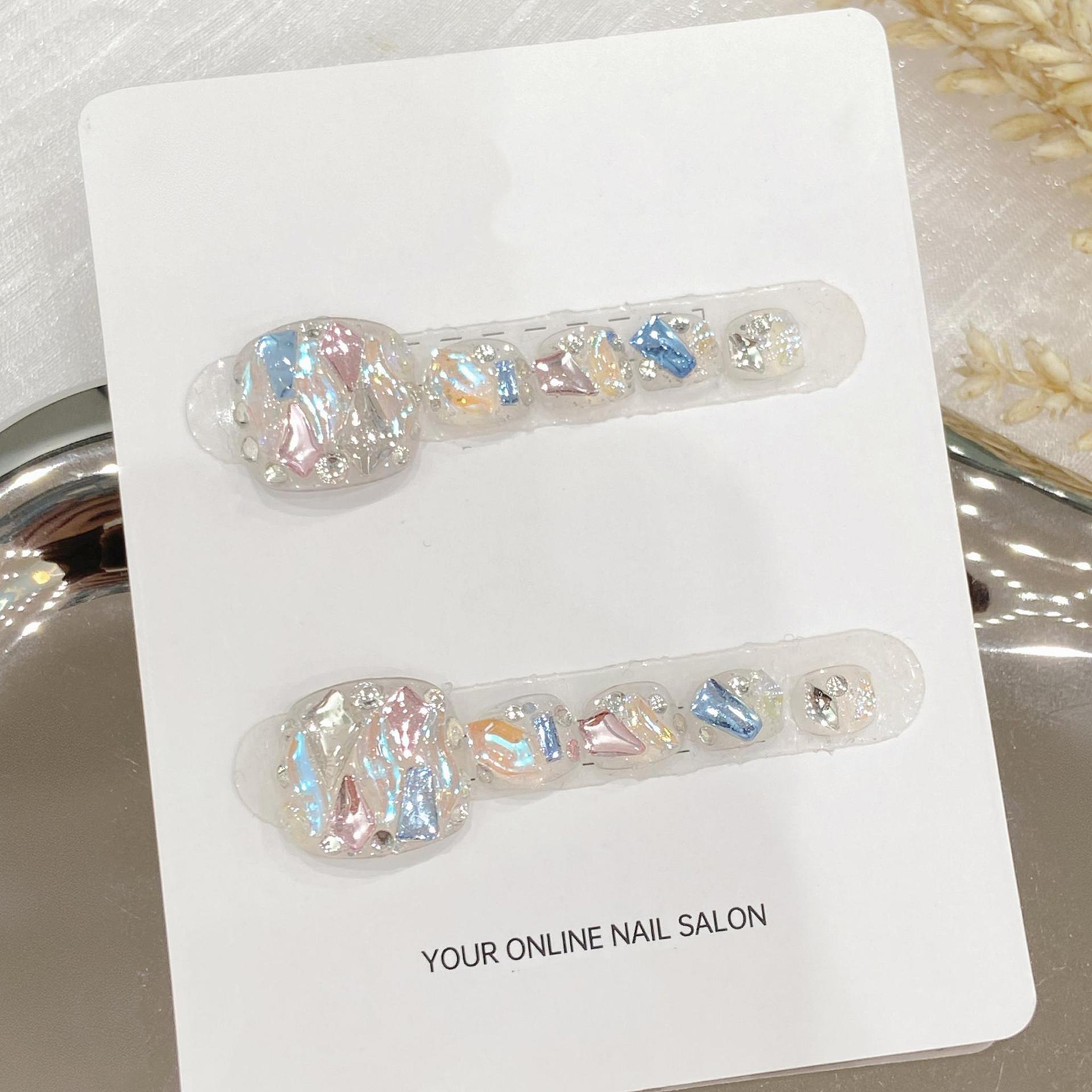 Nail Art Gliter - Handmade Press On Nails Transparent Sequins