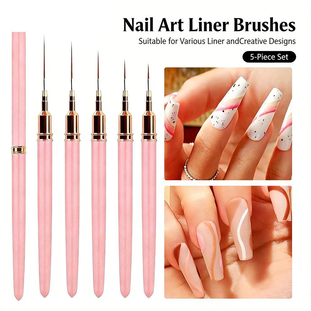 Nail Art Dotting Tool - 5pcs Nail Art Liner Brushes and