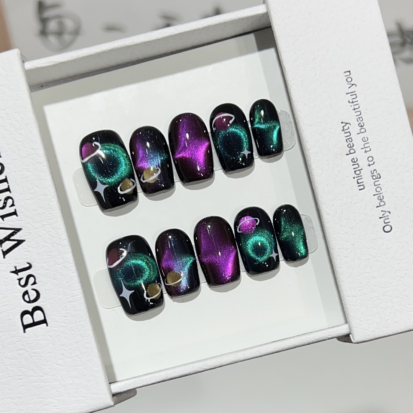 Nail Art Gliter - 10pcs Black Cute Cat Handmade Press