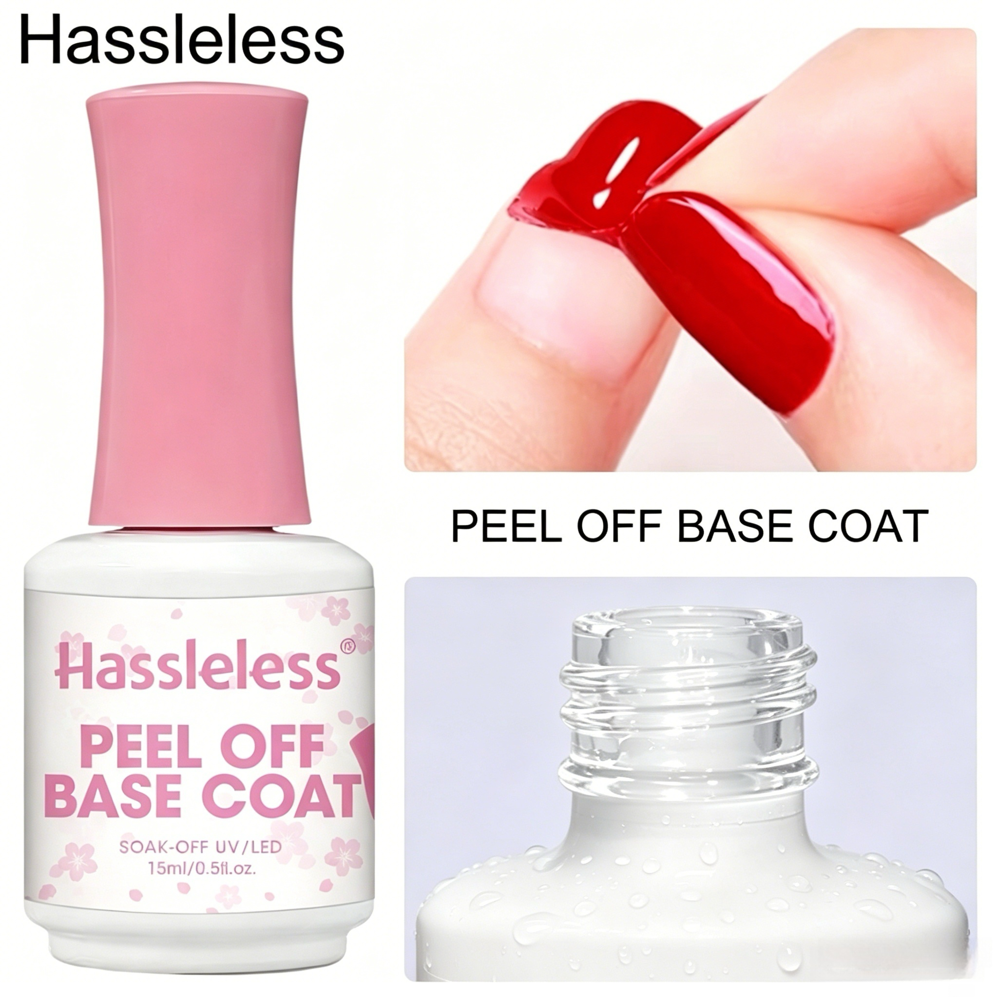 Peel Off Base Coat - Hassleless 1pcs 15ml, peelable base coat,