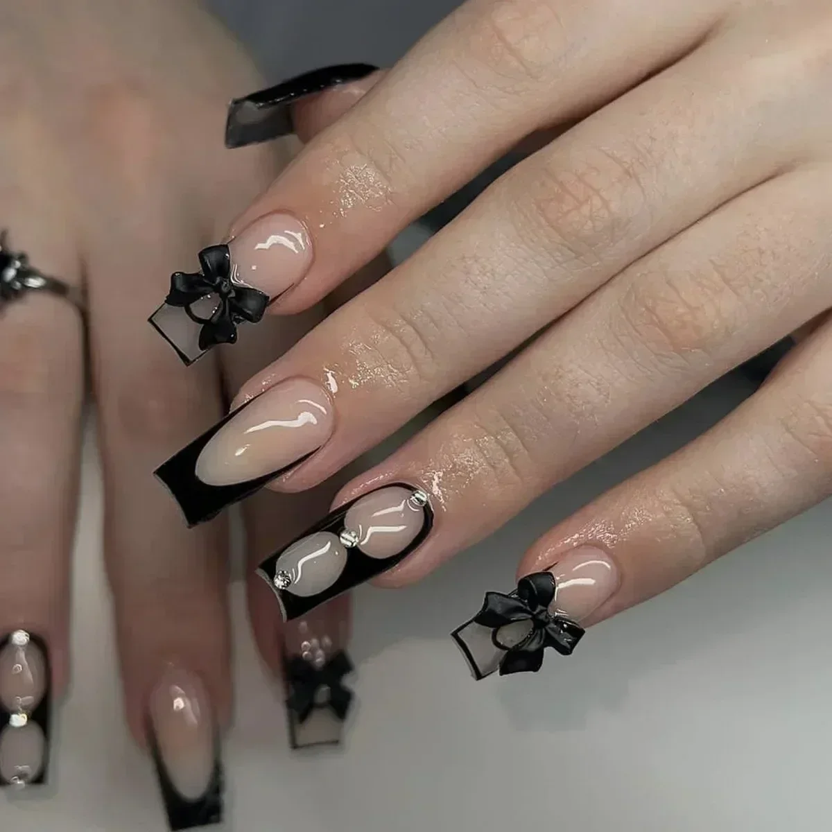 Nail Art Xl - 24Pcs French Tip Square Press On
