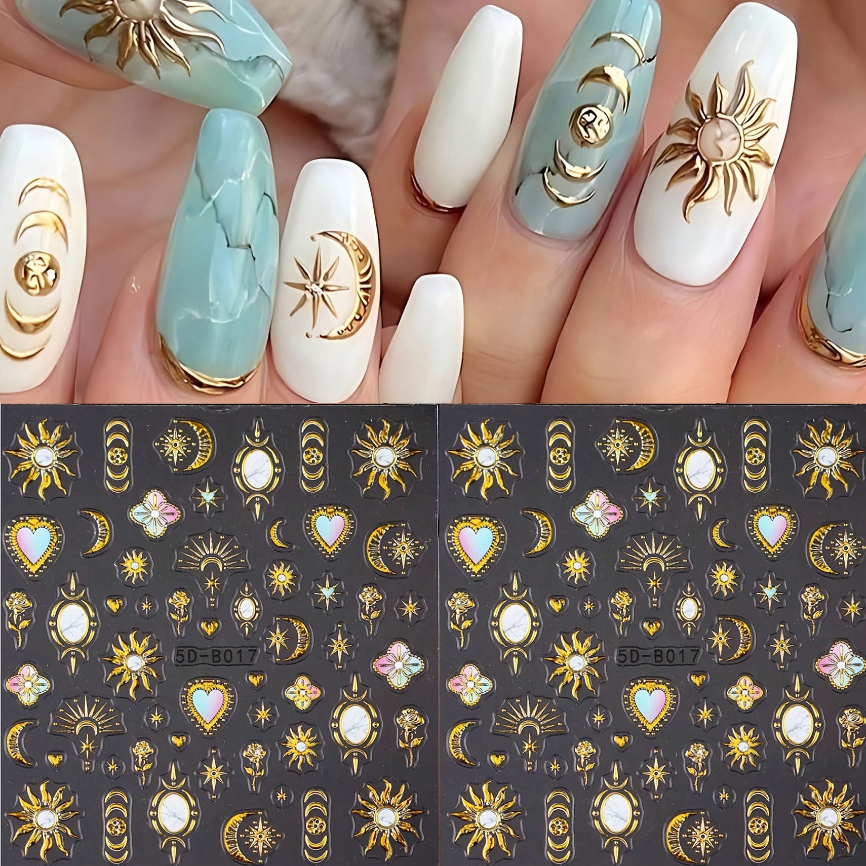 Nail Art Gothic - 2/3PCS Ramadan Star Moon Love Relief