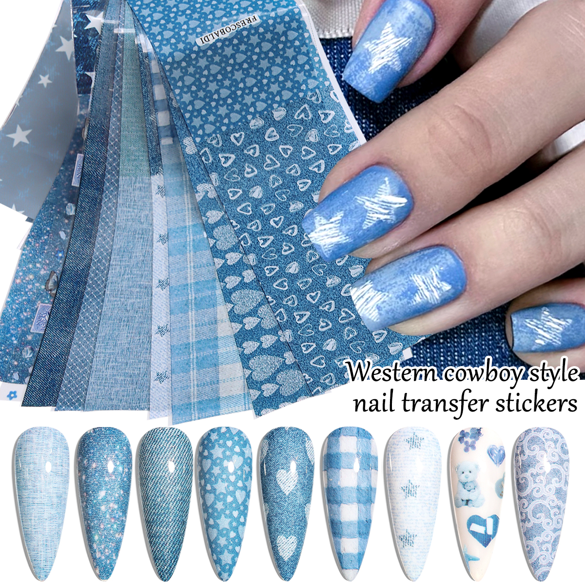 Nail Art Denim - Salt-style denim nail art transfer paper,