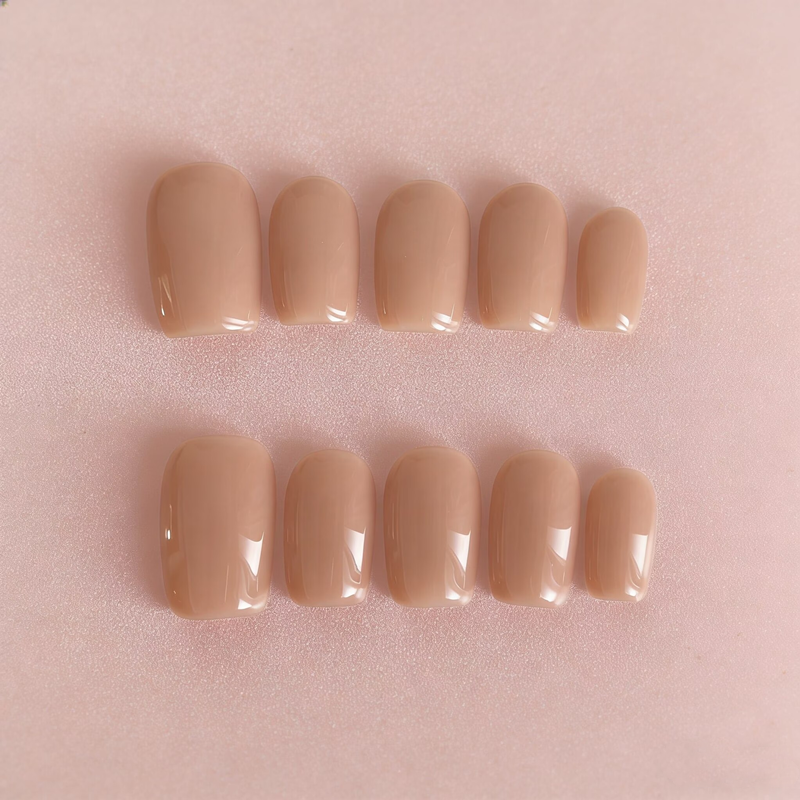 Nail Art Xs - 10PCS Nude Milk Tea Press on