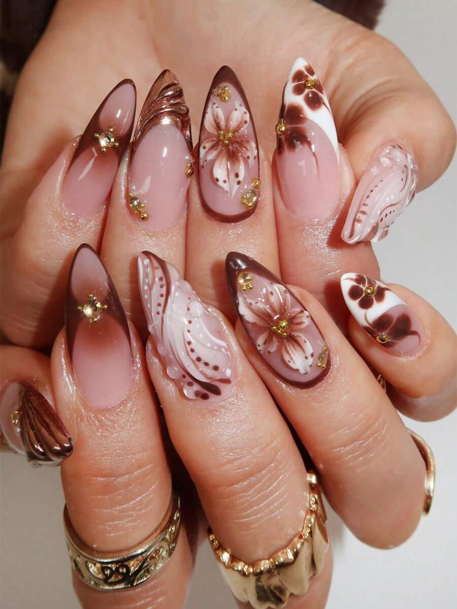 Nail Art Gold - 24pcs French manicure nail stickers medium