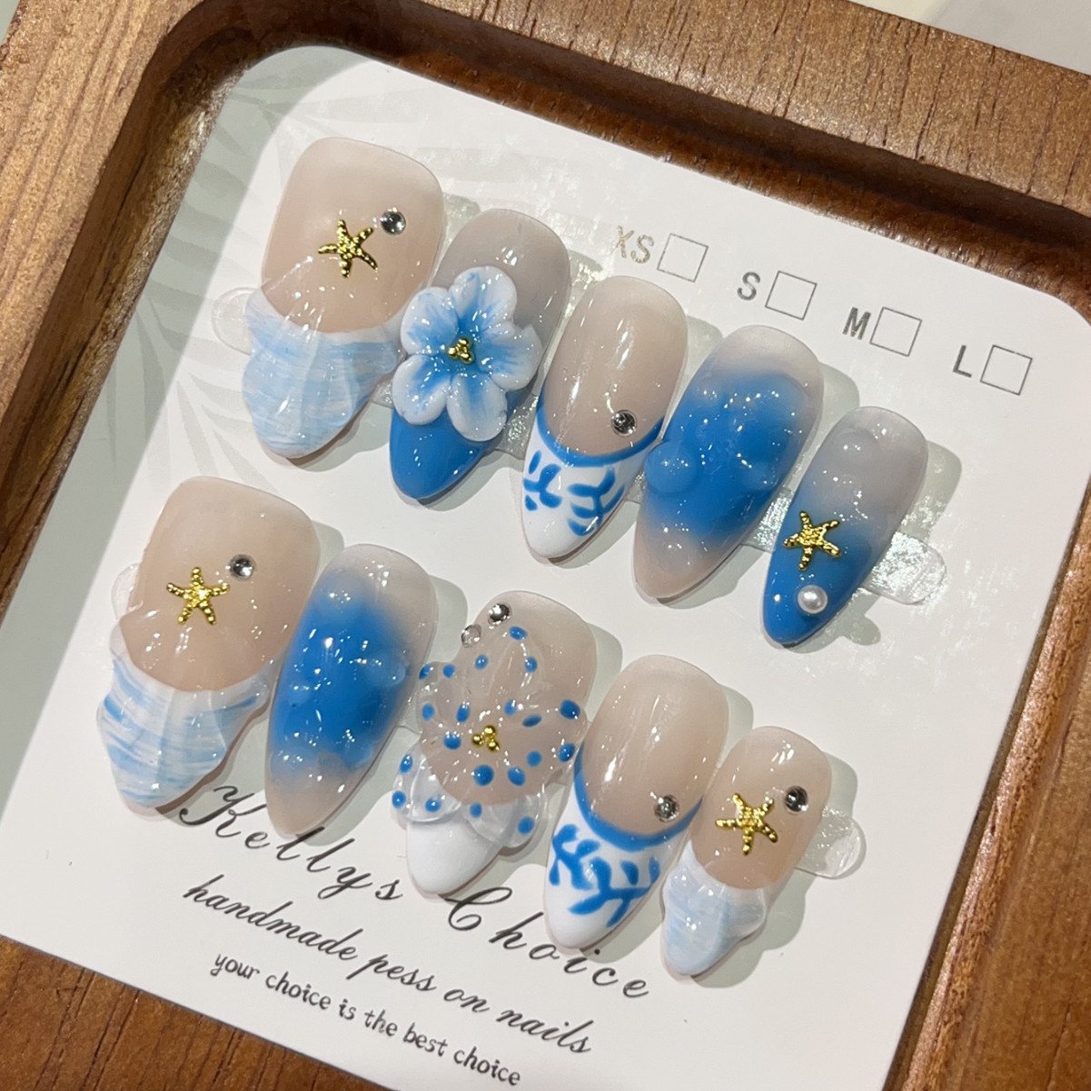 Nail Art Gold - 10Pcs Summer Island Style Fake Nail