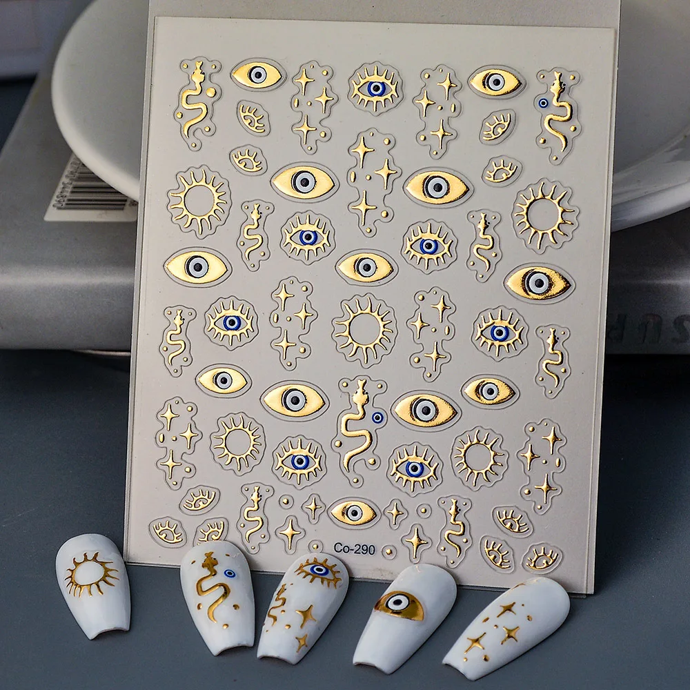 Nail Art Gothic - 5D Embossed Gold Angel Eye Nail