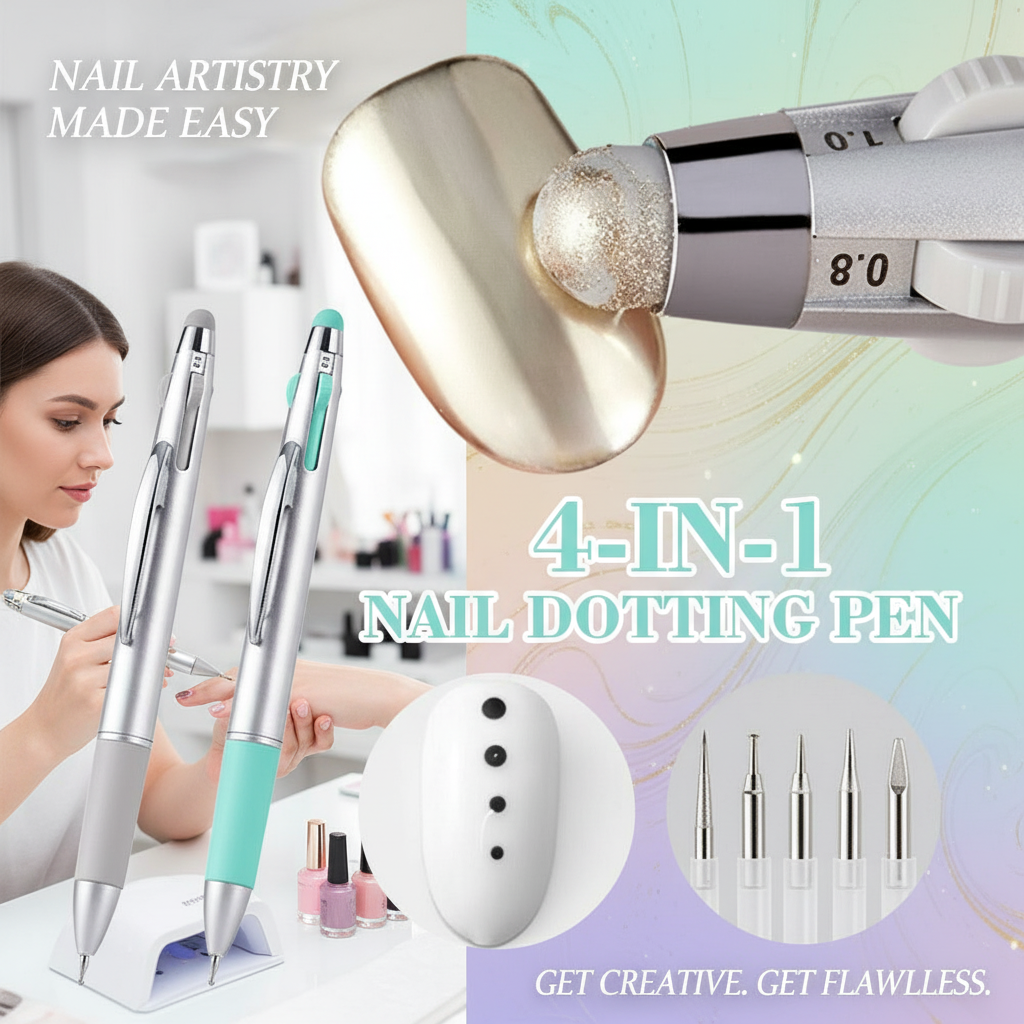 Nail Art Dotting Tool - Four-in-One Nail Art Bead Pen Press