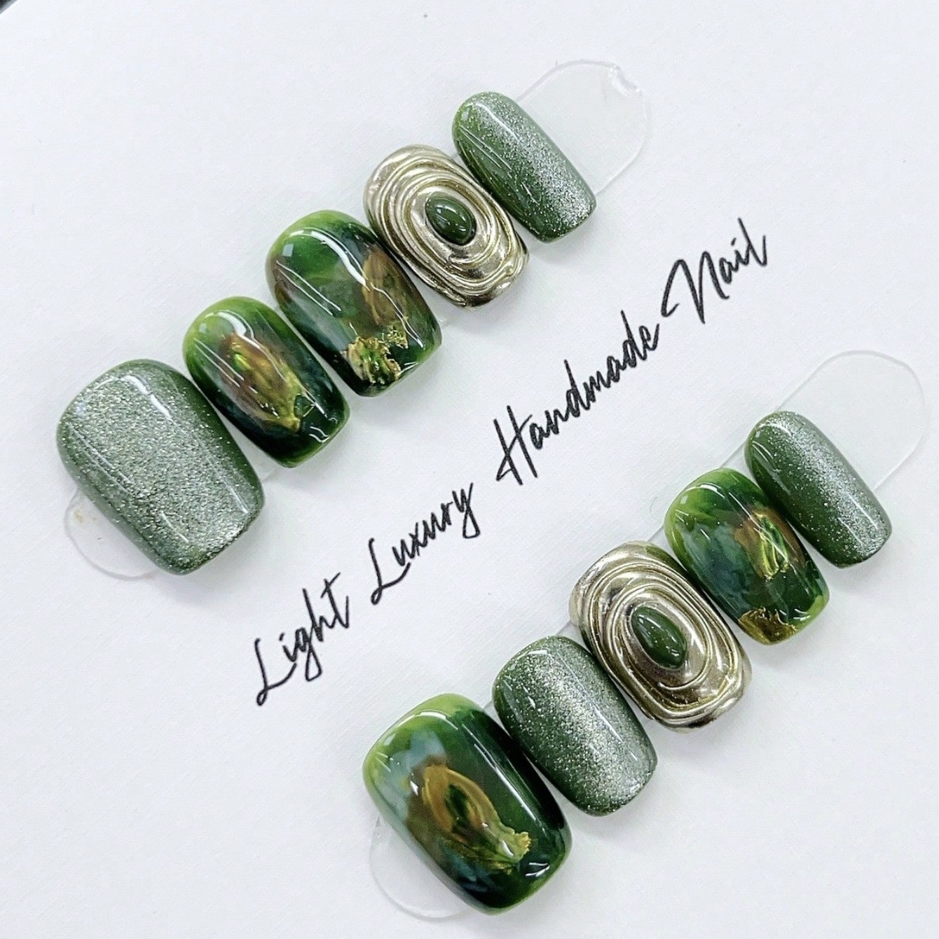 Nail Art Gliter - 10pcs pure hand pressed short square