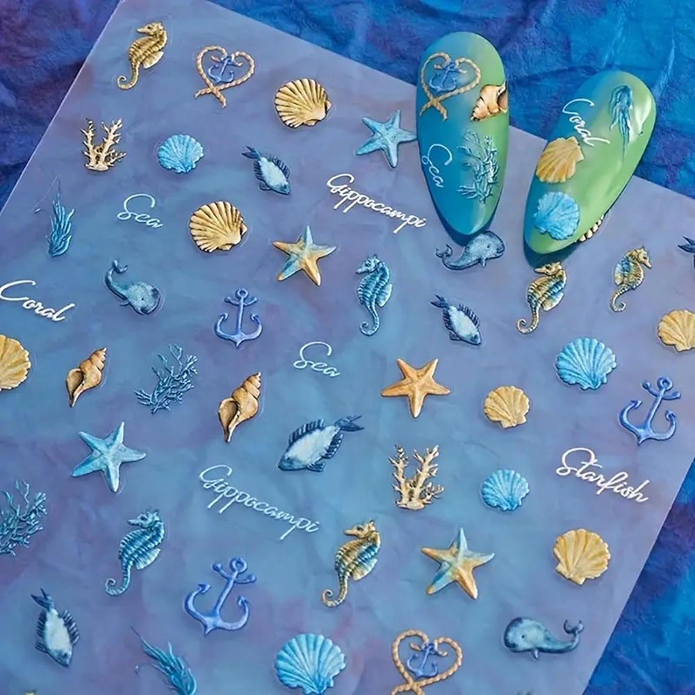 Nail Art Gothic - 1pc Ocean Nail Art Stickers 5D