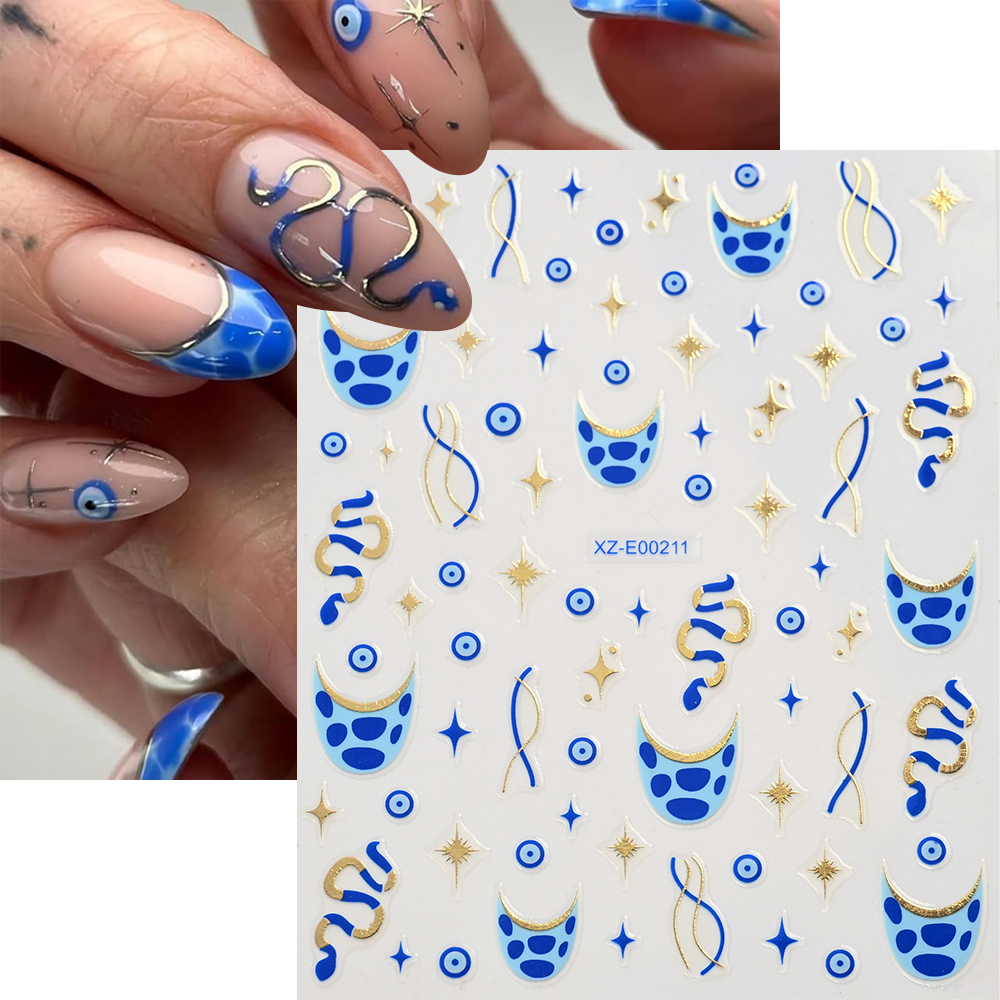12Pcs 3D Bronzing Blue Evil Ey – Nail Art Gothic recenzja i cena