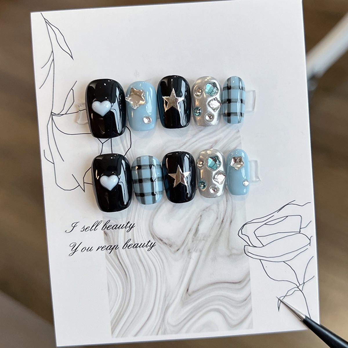 10PCS Glitter Black Cat Eye Sh – Nail Art Gliter recenzja i cena