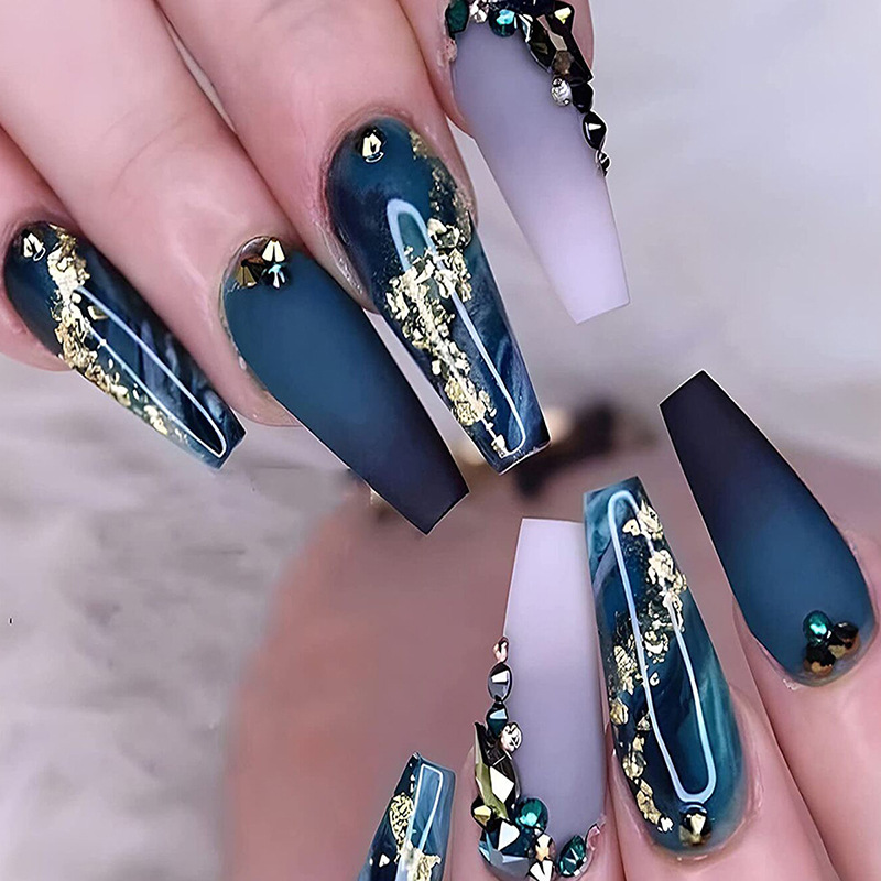 French Tip Press on Nails Long – Nail Art Gliter recenzja i cena