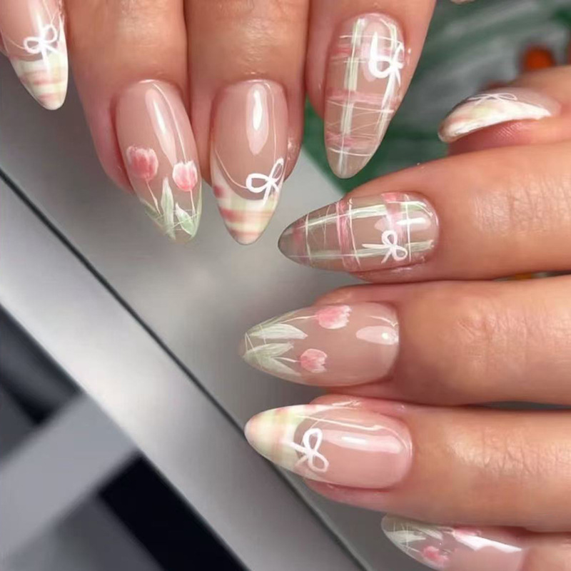 24pcs Bow False Nails Sets Pre – Nail Art Valentines Day recenzja i cena