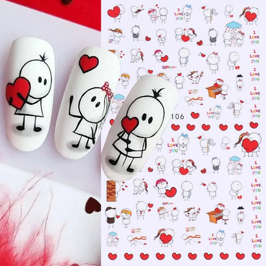 6PCS 3D Valentines Day Nail Ar – Nail Art Valentines Day recenzja i cena