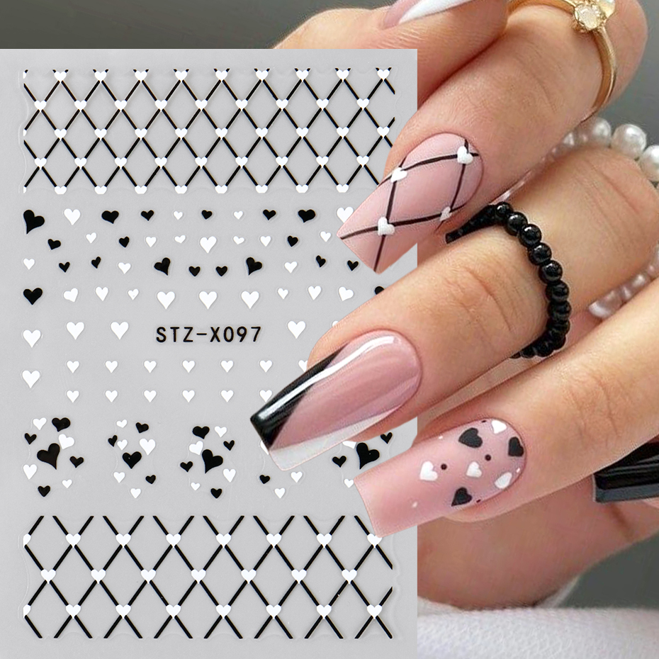 2/3pcs Black White Love Heart  – Nail Art Valentines Day recenzja i cena