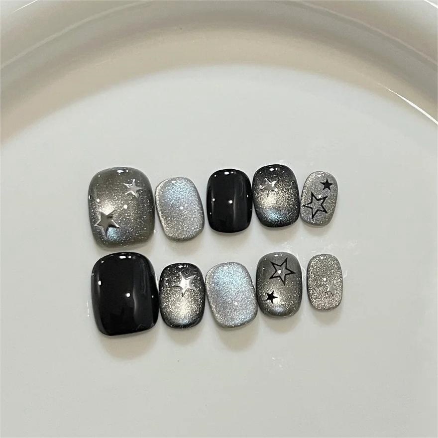 10pcs Black Cute Cat Handmade  – Nail Art Gliter recenzja i cena