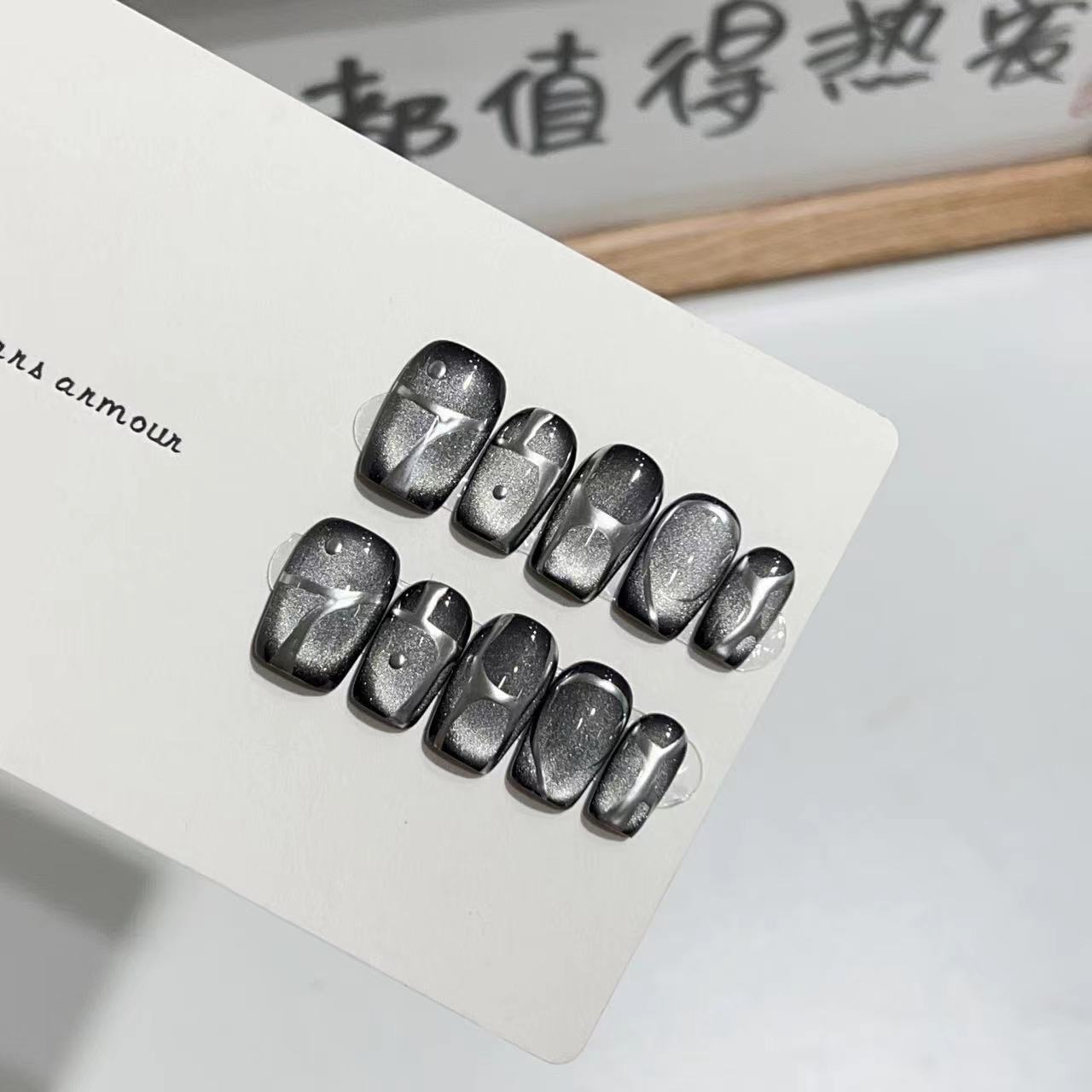 10pcs Black Cute Cat Handmade  – Nail Art Gliter recenzja i cena