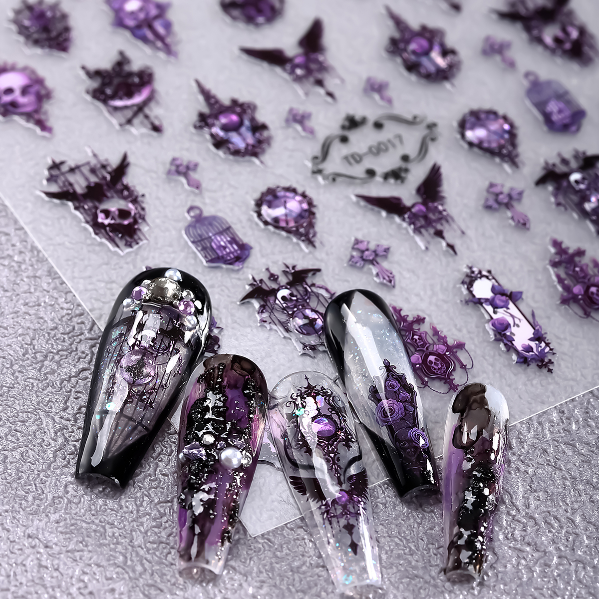 2pcs 5D Pink Purple Gothic Nai – Nail Art Gothic recenzja i cena