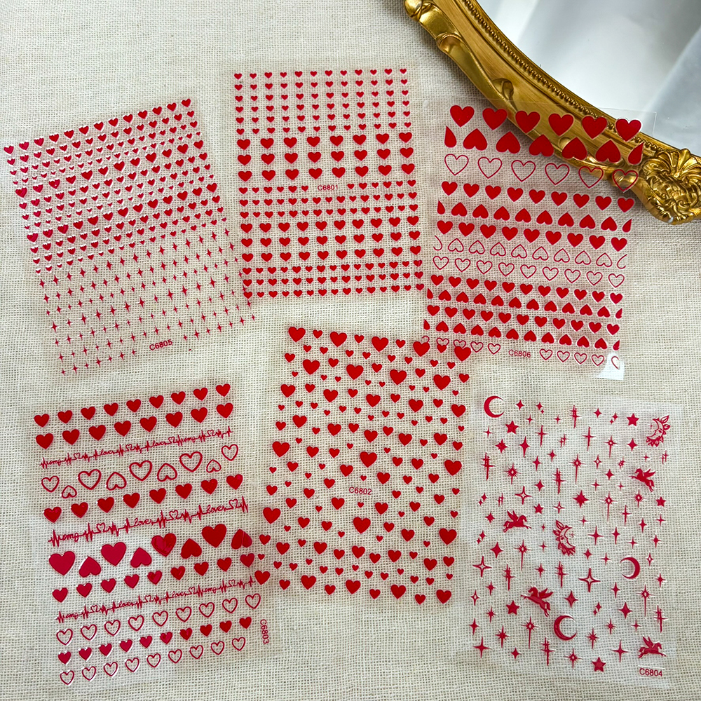 6Pcs/Set Red Love-Heart Valent – Nail Art Valentines Day recenzja i cena
