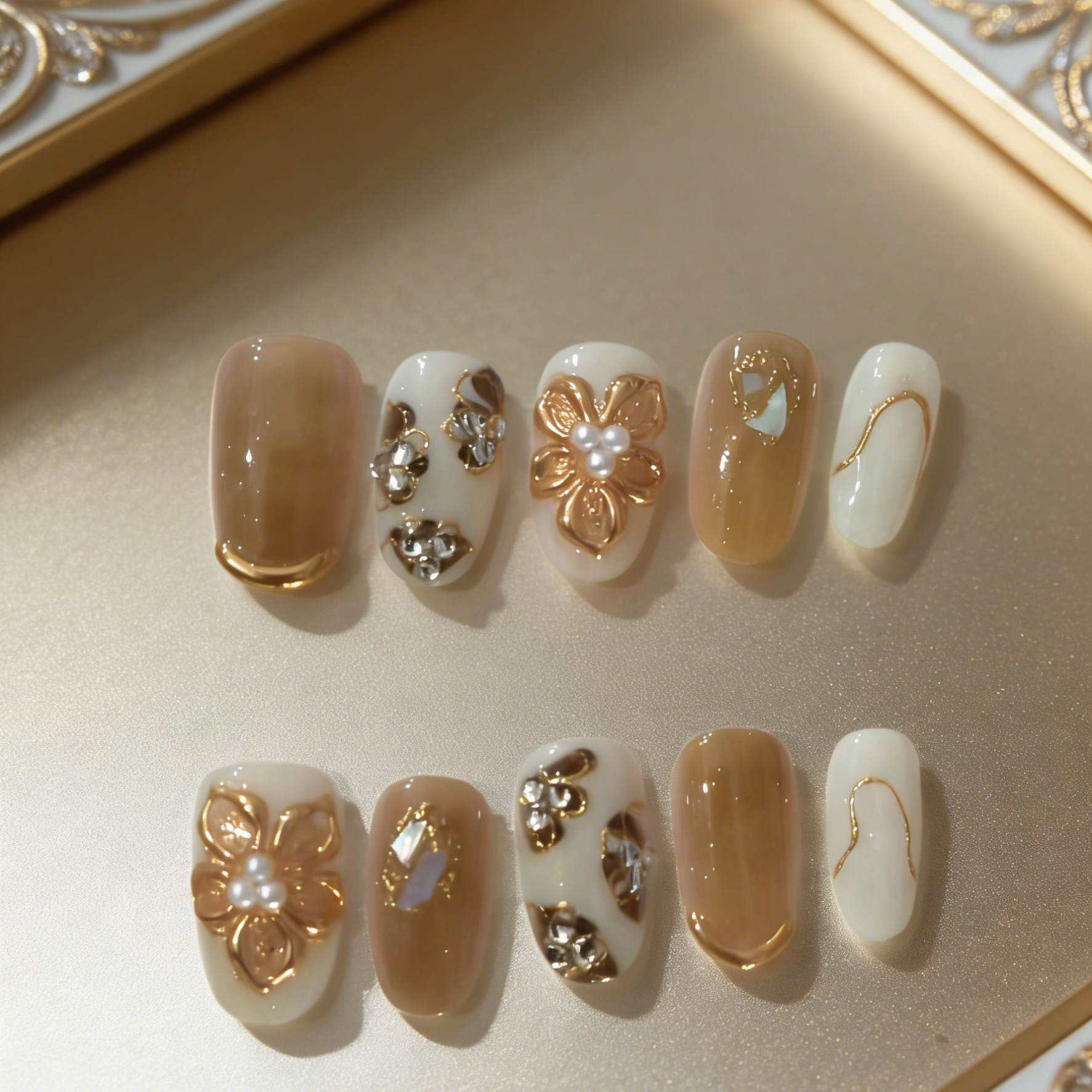 10 pieces of hand-pressed oval – Nail Art Gold recenzja i cena