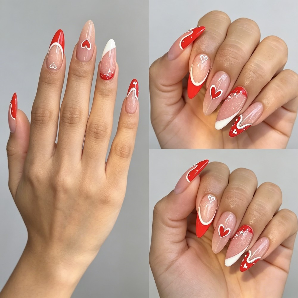 24pcs French Tip Press On Nail – Nail Art Gliter recenzja i cena