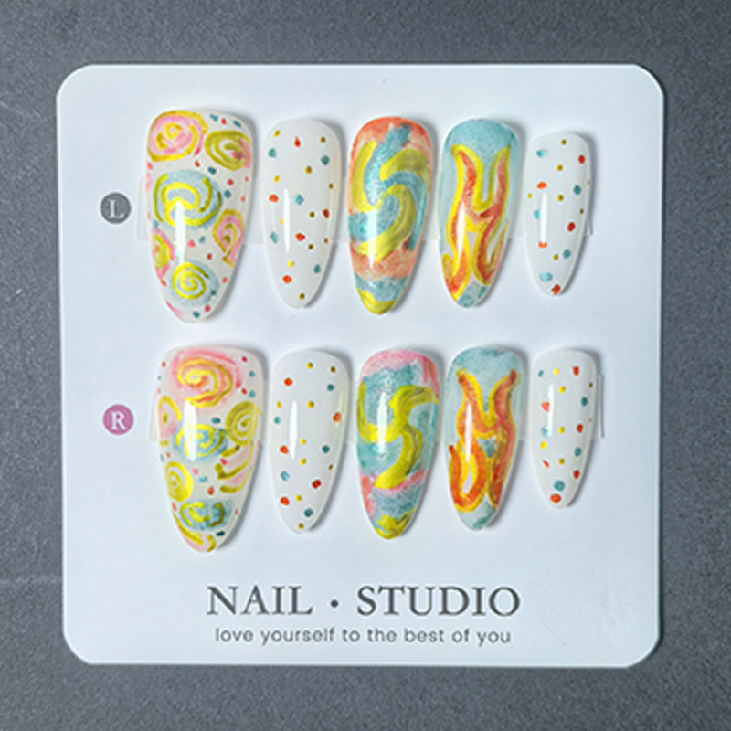 10pcs Almond Handmade Press on – Nail Art Gold recenzja i cena