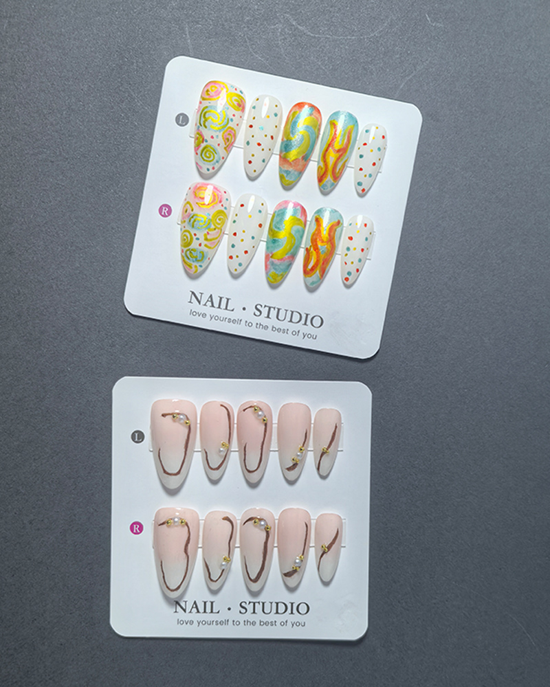 10pcs Almond Handmade Press on – Nail Art Gold recenzja i cena