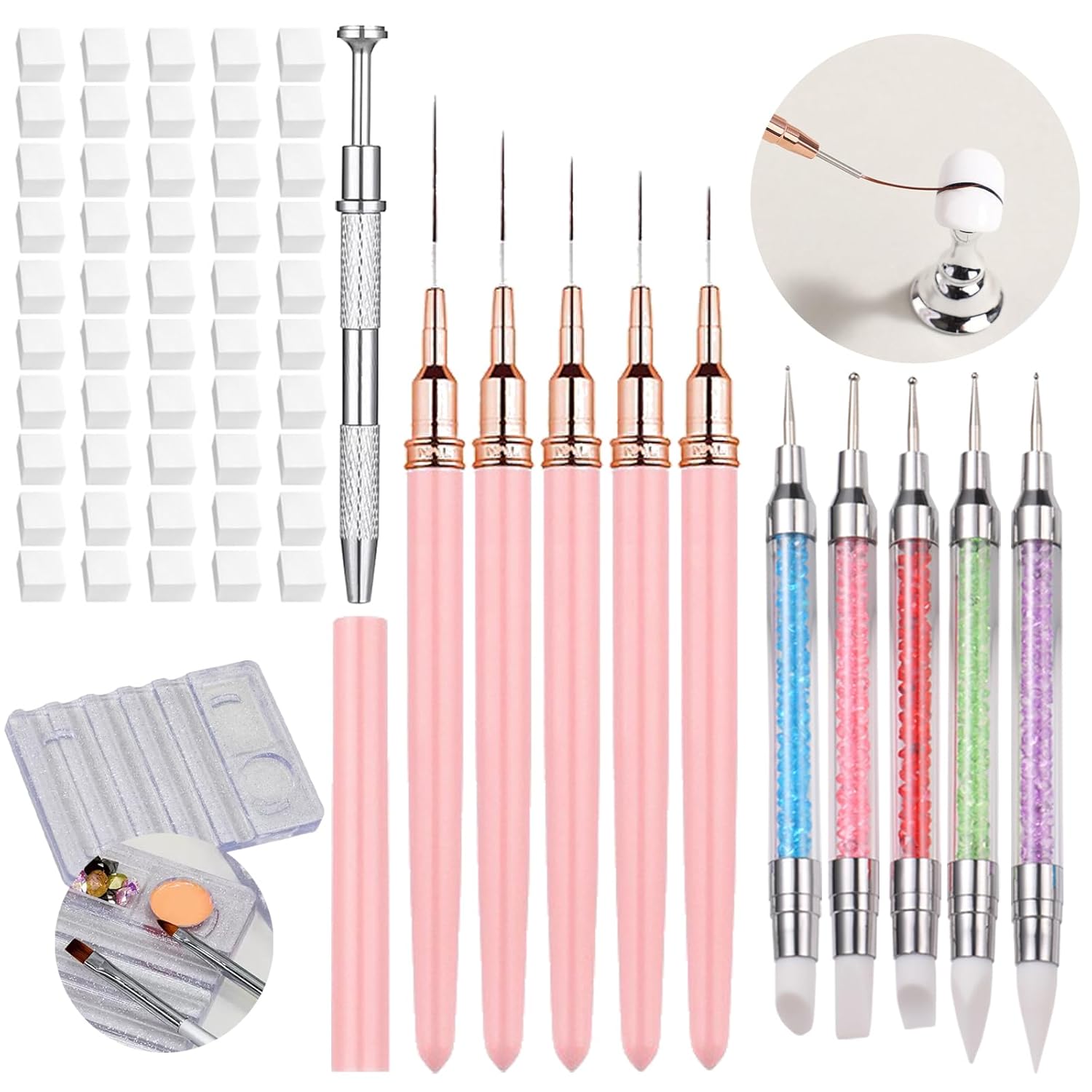 62Pcs Nail Art Brushes Tools,5 – Nail Art Dotting Tool recenzja i cena