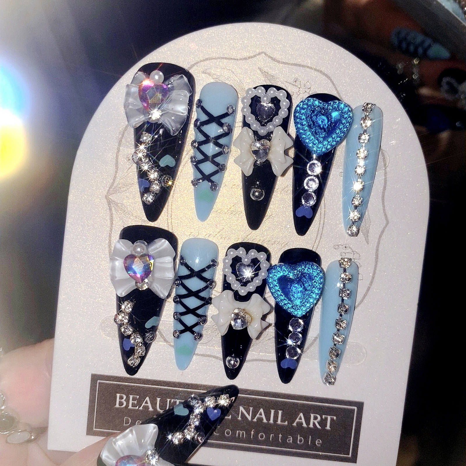 24pcs 3D Bow Decor False Nails – Nail Art Gliter recenzja i cena