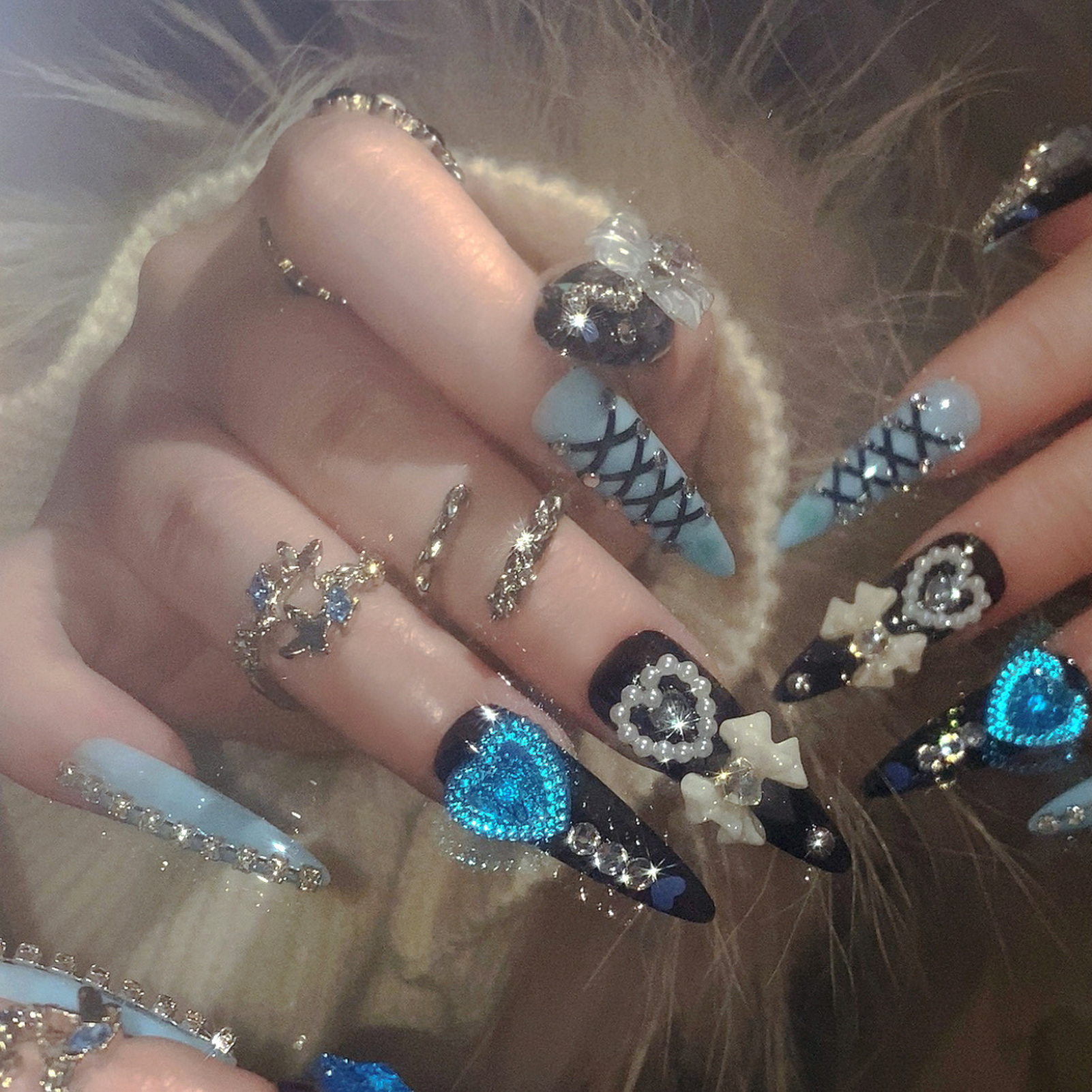 24pcs 3D Bow Decor False Nails – Nail Art Gliter recenzja i cena