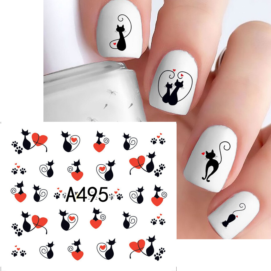 12pcs Black Cat Stickers Nail  – Nail Art Valentines Day recenzja i cena
