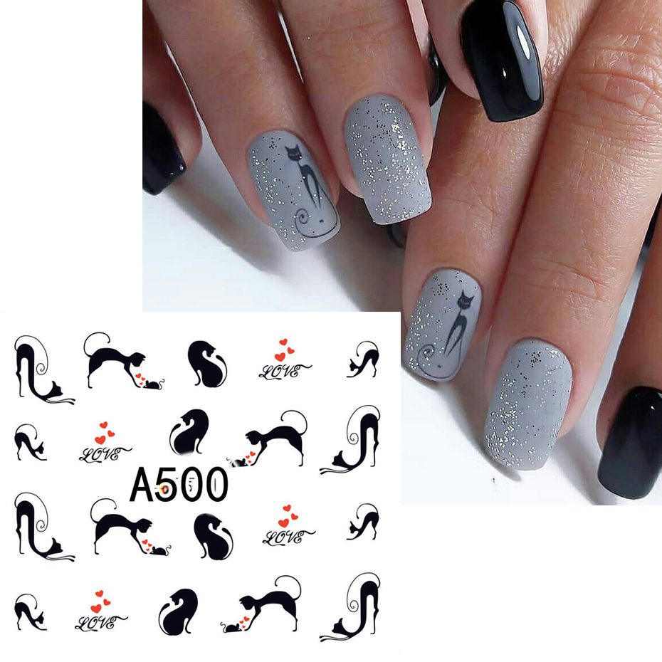 12pcs Black Cat Stickers Nail  – Nail Art Valentines Day recenzja i cena