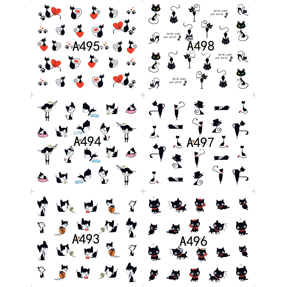 12pcs Black Cat Stickers Nail  – Nail Art Valentines Day recenzja i cena