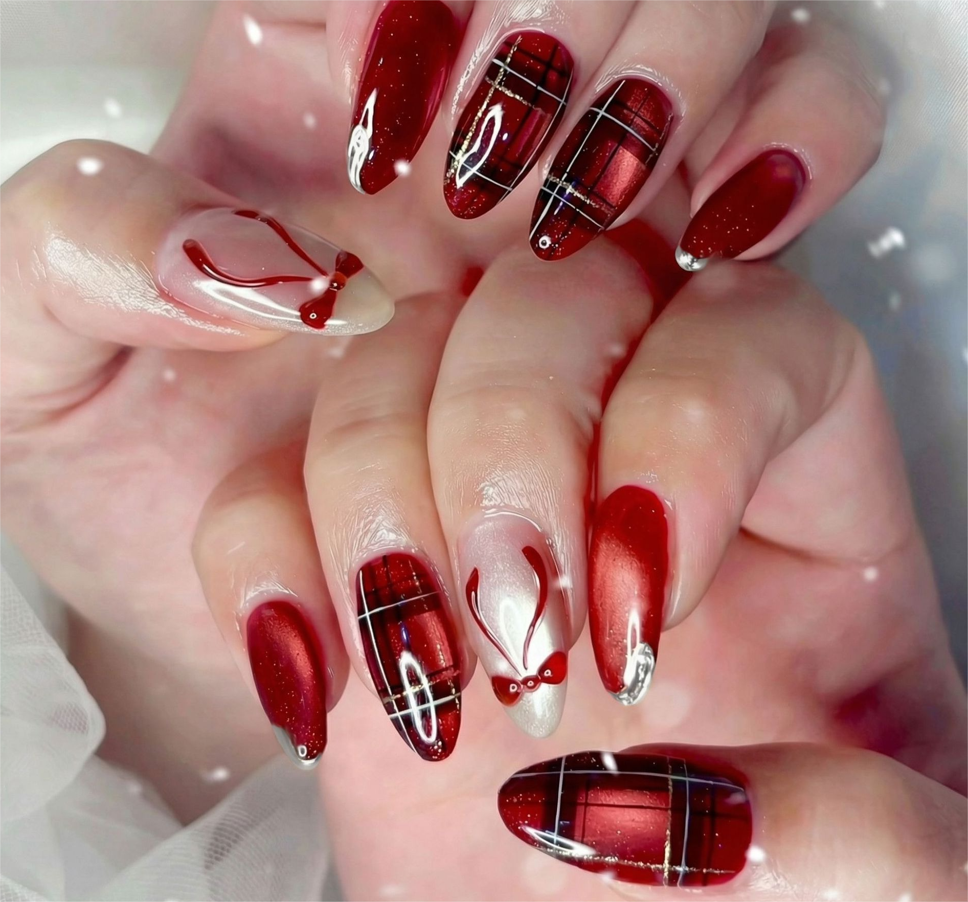 24PCS Red 3D Bow Cat Eye False – Nail Art Valentines Day recenzja i cena