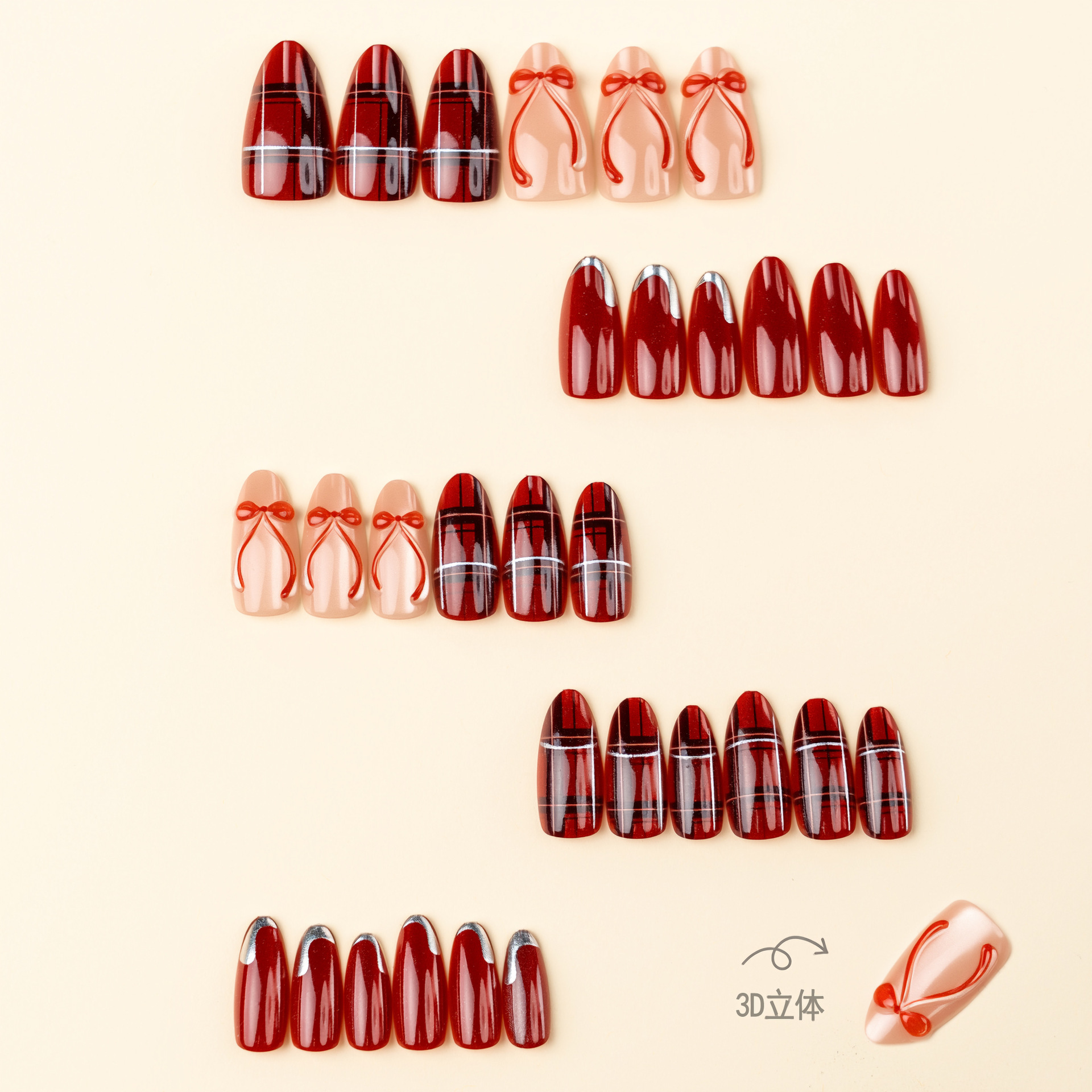 24PCS Red 3D Bow Cat Eye False – Nail Art Valentines Day recenzja i cena