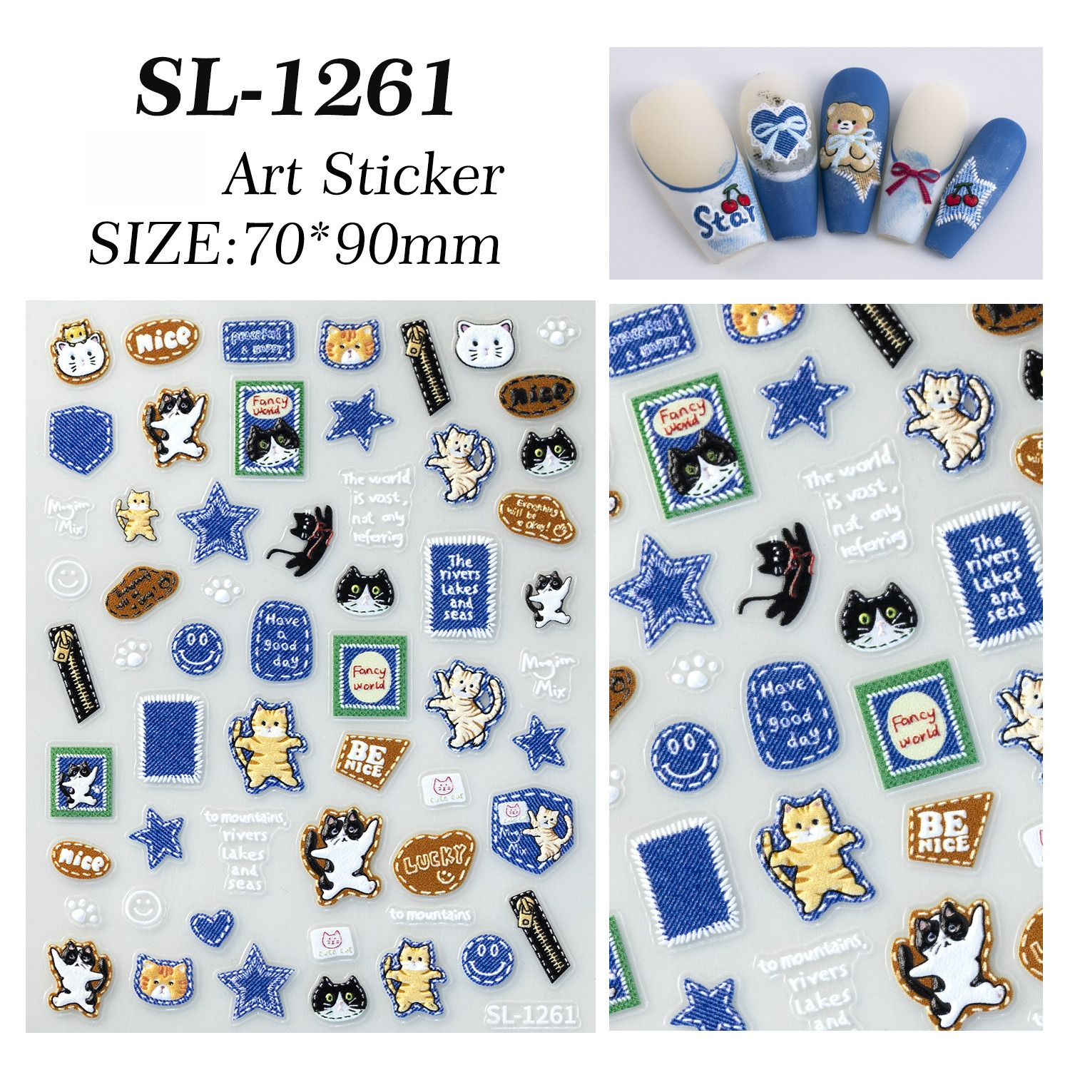 3D Denim Cat Nail Art Stickers – Nail Art Denim recenzja i cena