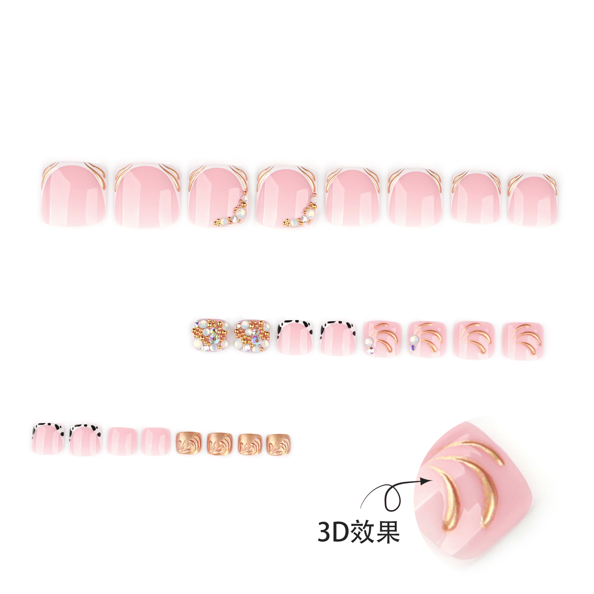 Stylish Gold French Nude Pink  – Nail Art Gold recenzja i cena