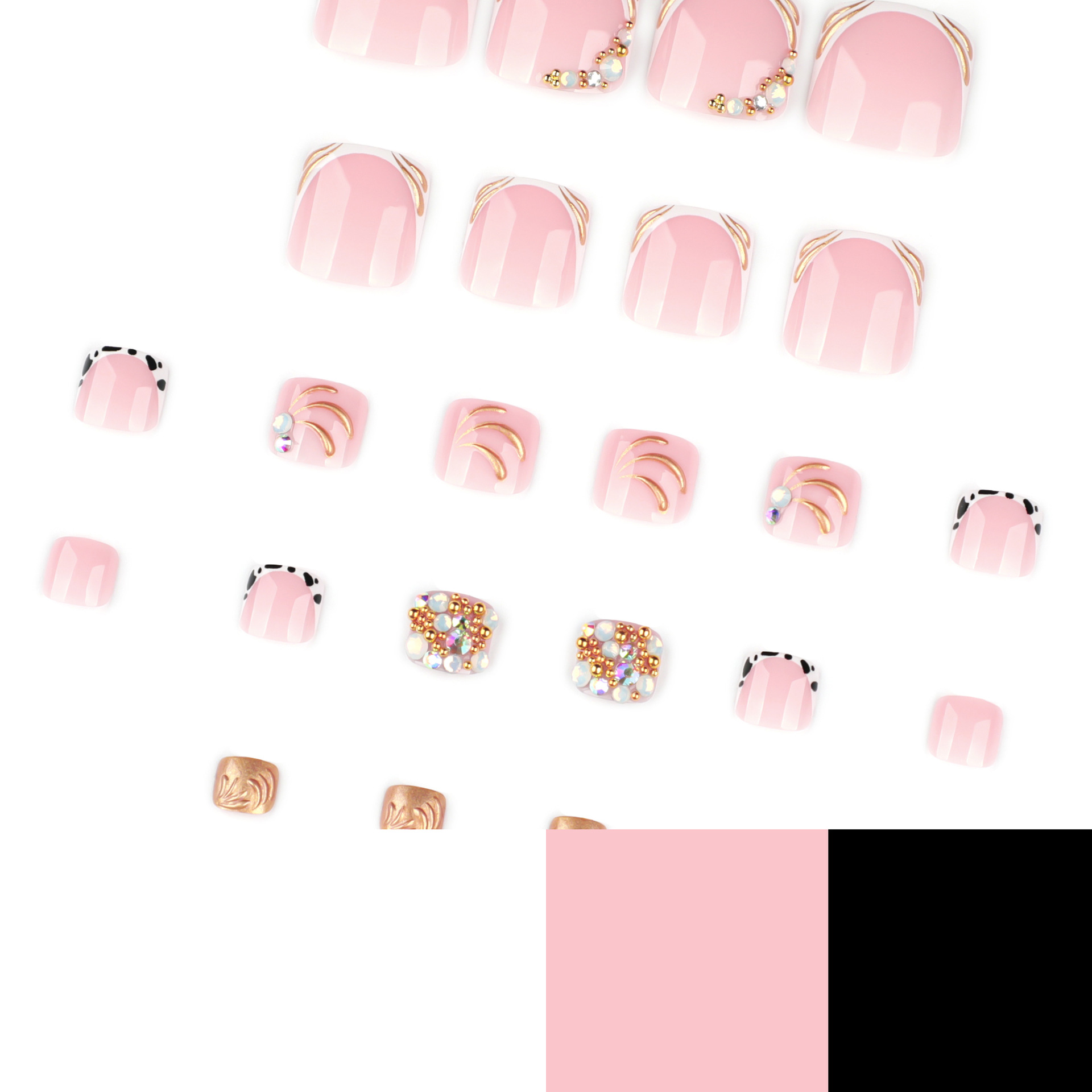 Stylish Gold French Nude Pink  – Nail Art Gold recenzja i cena