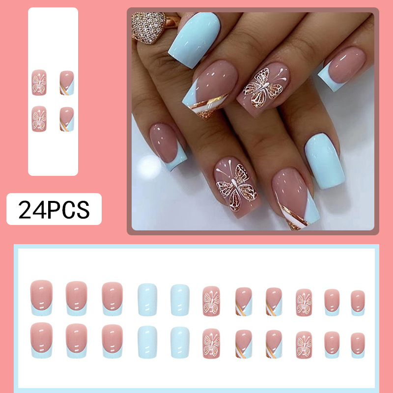 Light Blue Fresh French Gold L – Nail Art Gold recenzja i cena