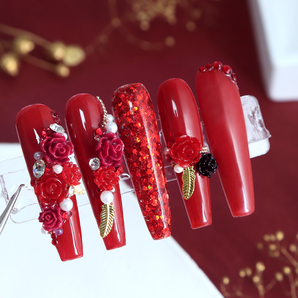 Black Red Rose Flowers Nail Ar – Nail Art Valentines Day recenzja i cena