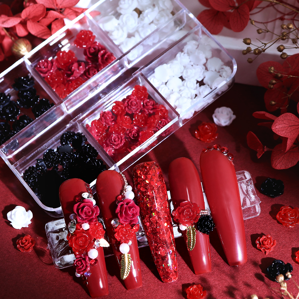 Black Red Rose Flowers Nail Ar – Nail Art Valentines Day recenzja i cena