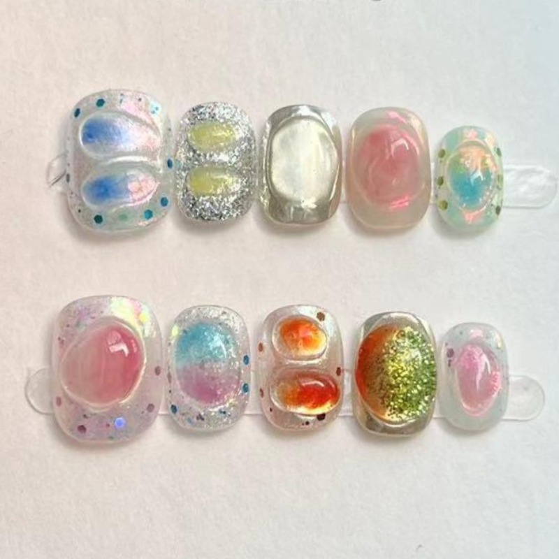 10Pcs Cute Short Round Handmad – Nail Art Gliter recenzja i cena