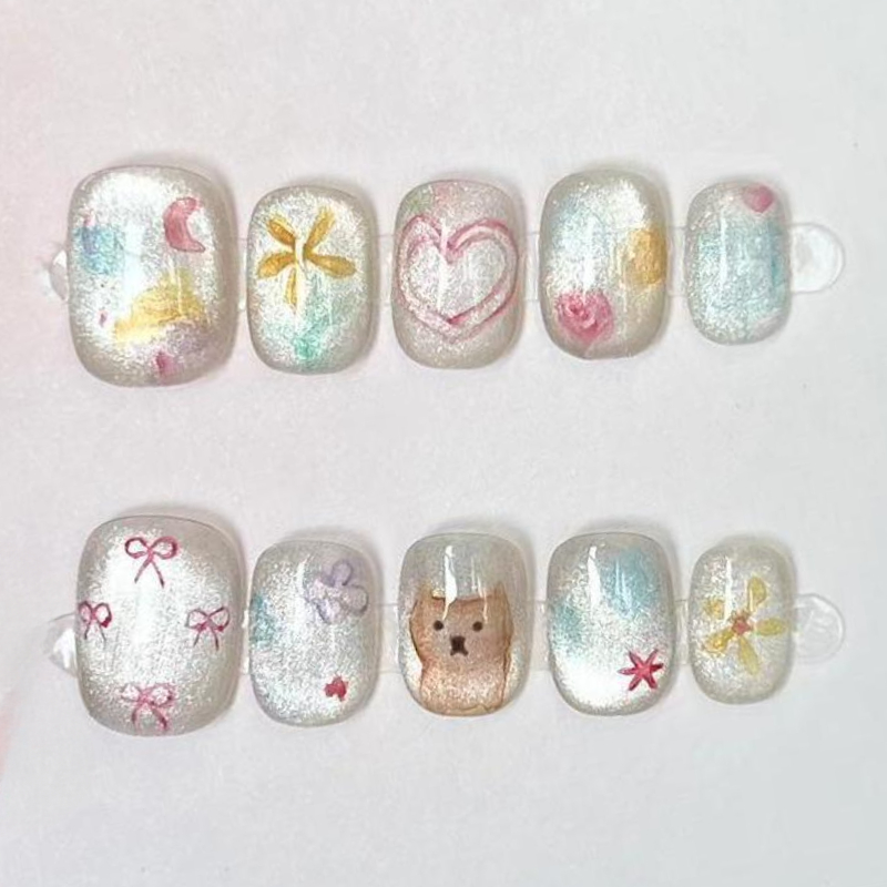 10Pcs Cute Short Round Handmad – Nail Art Gliter recenzja i cena