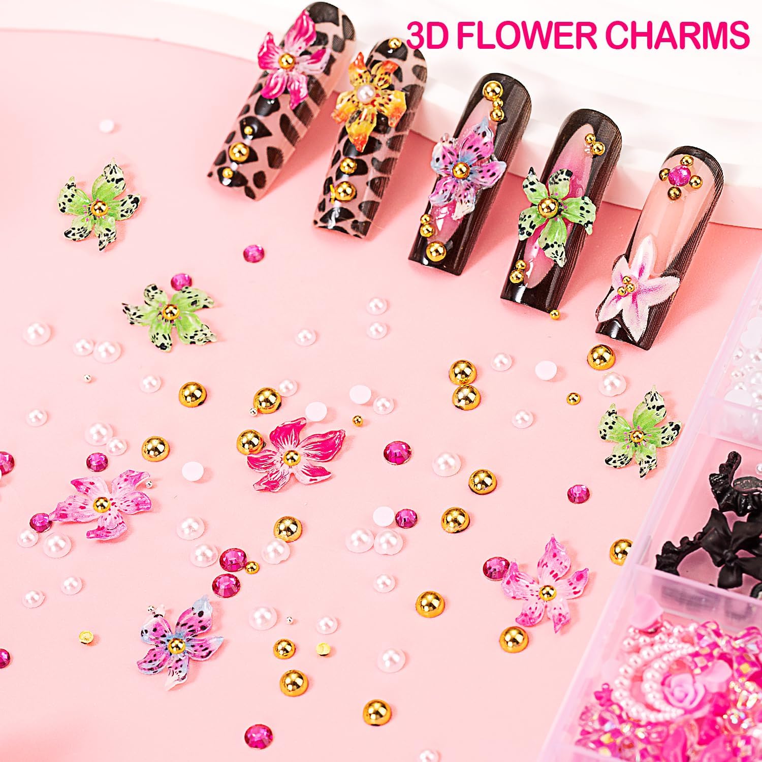 8000pcs 3D Nail Charms & Gems  – Nail Art Gold recenzja i cena