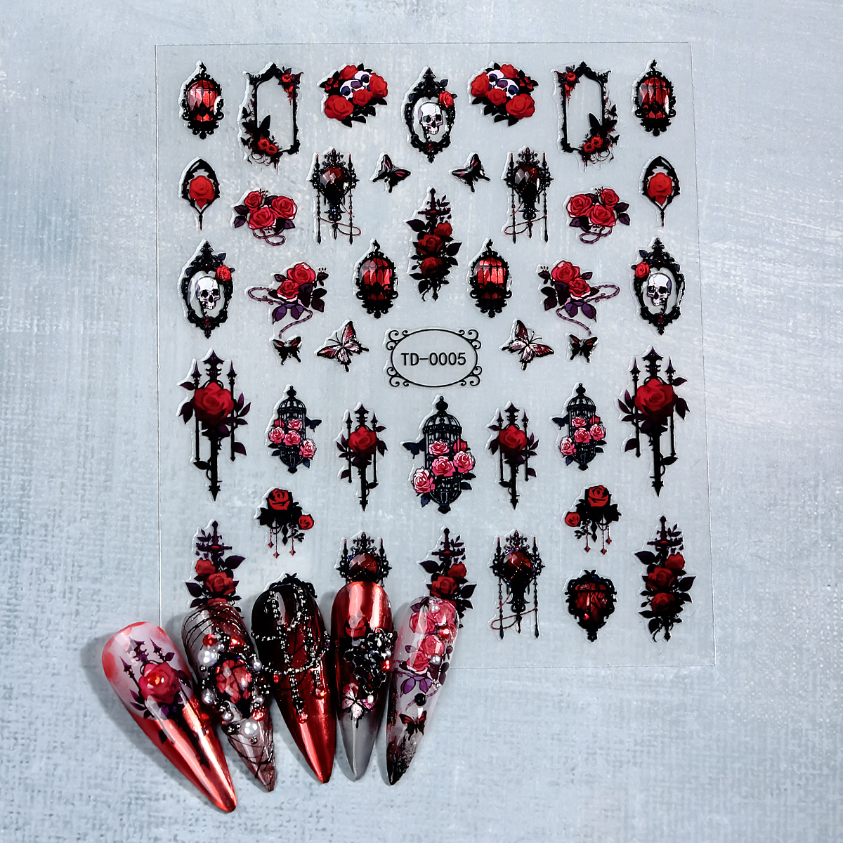 2pcs Black Red Gothic Hallowee – Nail Art Gothic recenzja i cena