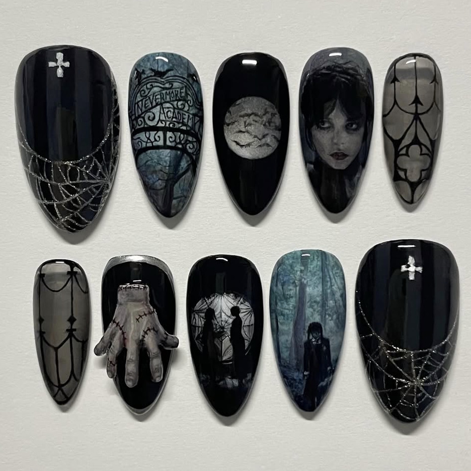 24pcs Dark Gothic Punk Fake Na – Nail Art Gothic recenzja i cena