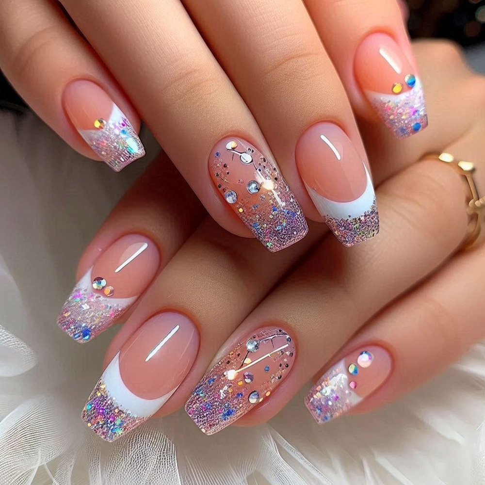 24pcs/set Short Medium fake na – Nail Art Gliter recenzja i cena