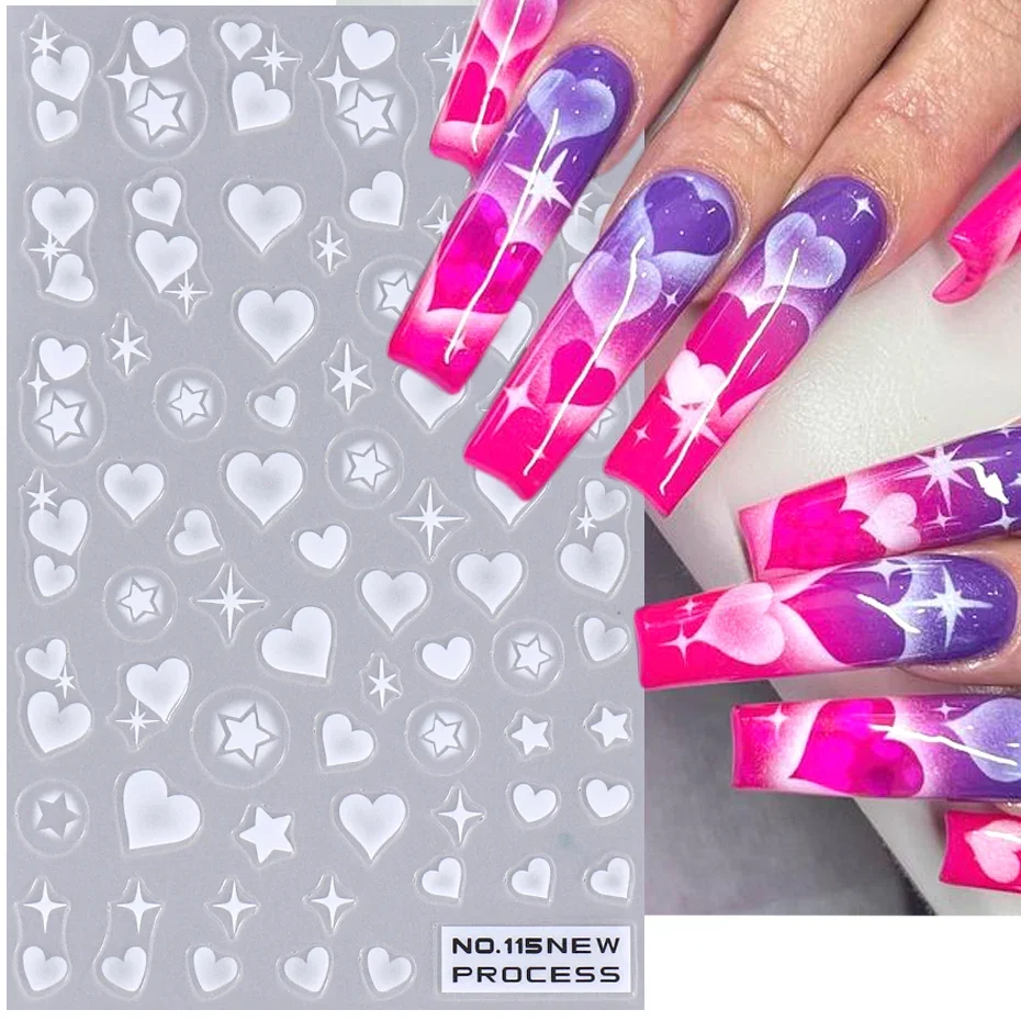 2pcs 3D Heart Star Nail Sticke – Nail Art Valentines Day recenzja i cena